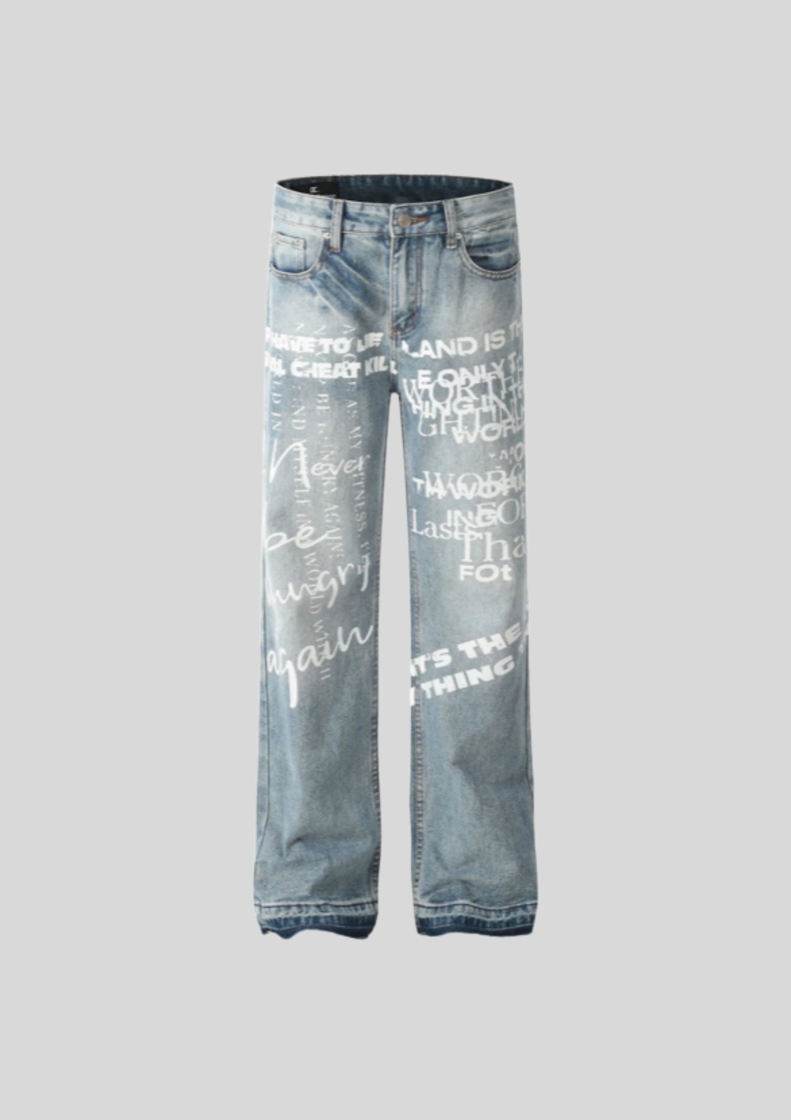 Men's Letter Loose Fit Jeans